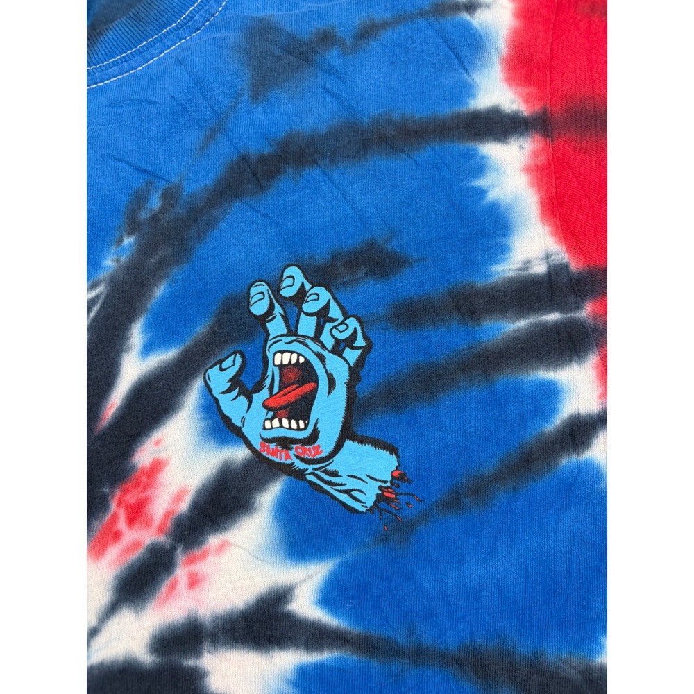 Santa Cruz Screaming Hand Tie Dye T-Shirt Red Blue Black Skate Tee Mens Small - Picture 3 of 8